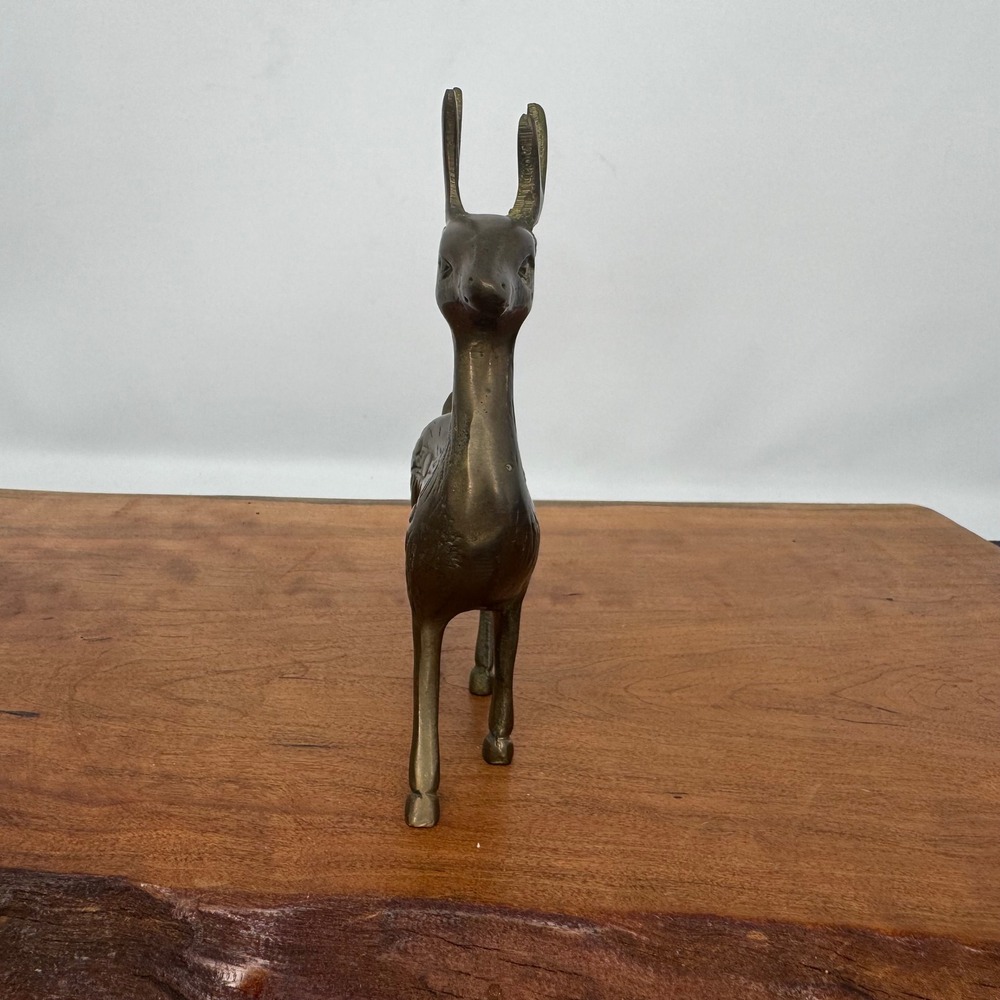 Vintage Brass Deer Figurine Spotted Buck MCM Reindeer Statue 5" - Picture 3 of 6